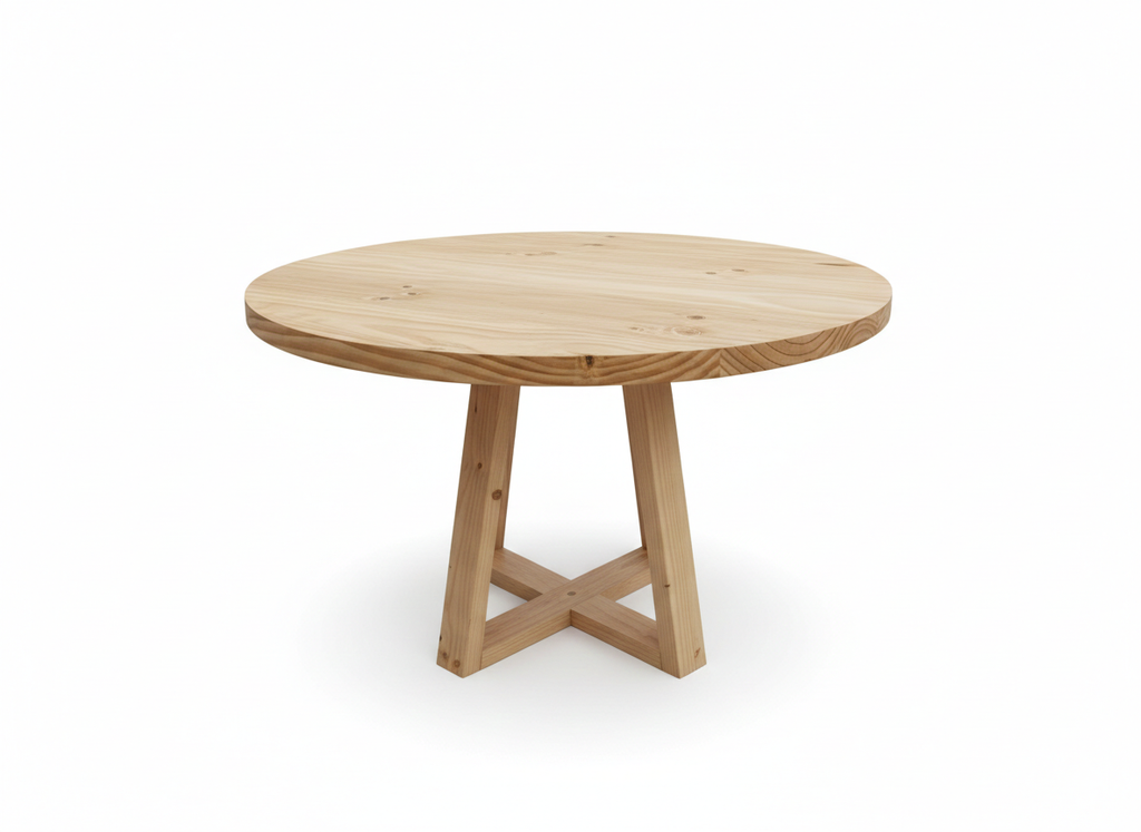 Mesa de Comedor Redonda en Madera Natural - Estilo Nórdico y Minimalista