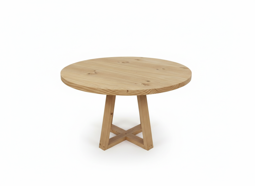 Mesa de Comedor Redonda en Madera Natural - Estilo Nórdico y Minimalista