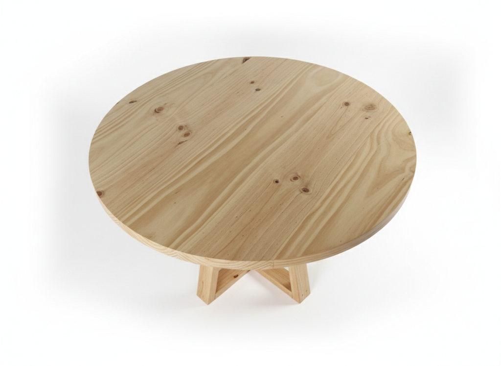 Mesa de Comedor Redonda en Madera Natural - Estilo Nórdico y Minimalista