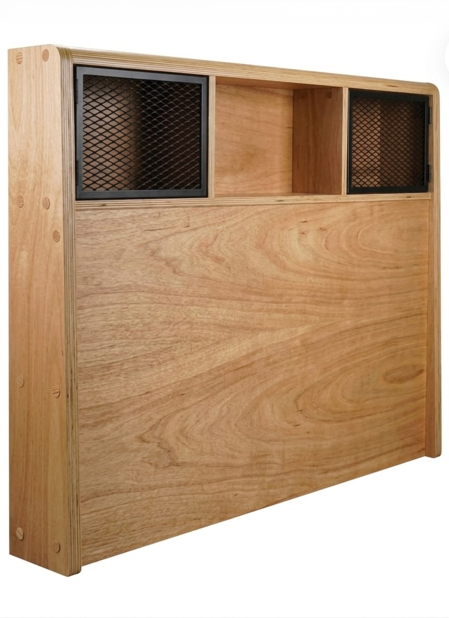 Set de Dormitorio Industrial: Respaldo Organizador + 2 Veladores