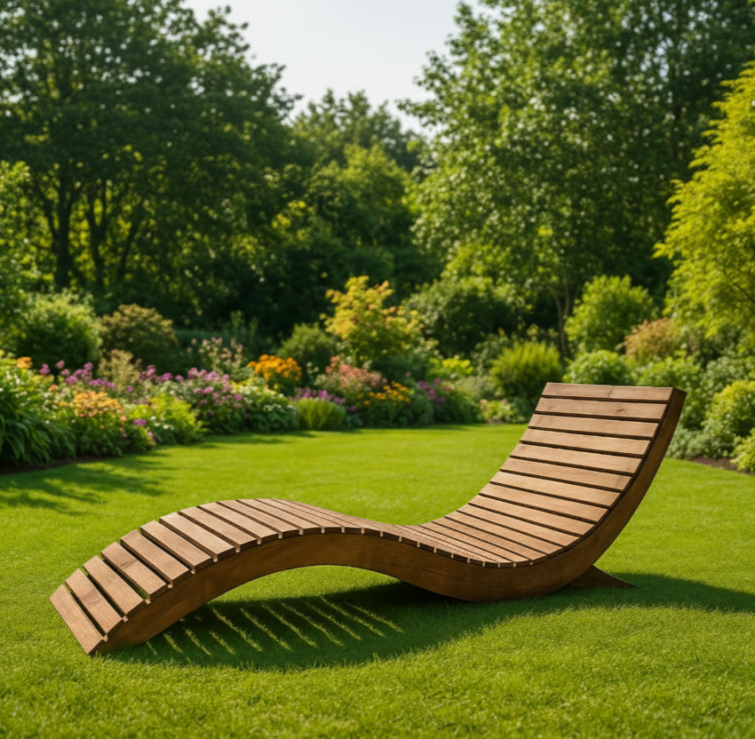 Reposera de Madera Curva para Jardin